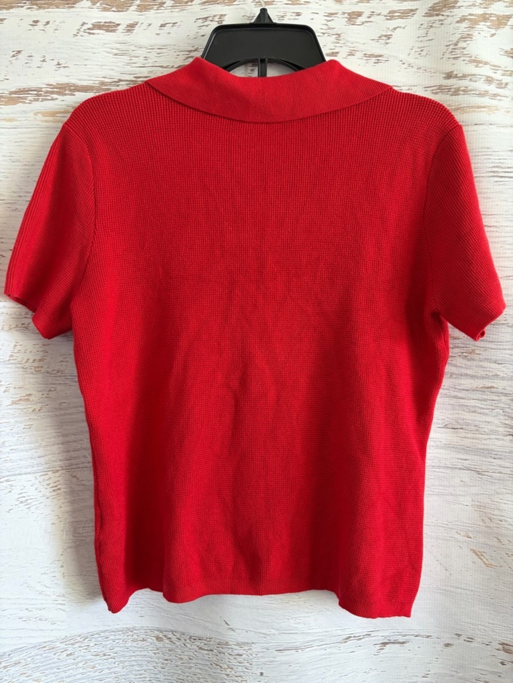 Cyrus Bright Red Short-Sleeve Polo Knit Top - Picture 6 of 6